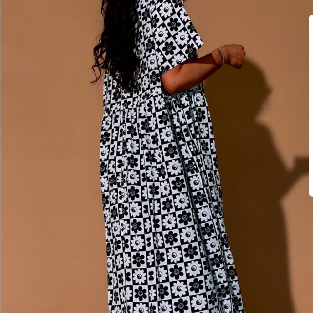 Dressed in LALA Black and White Geometric Maxi Dress